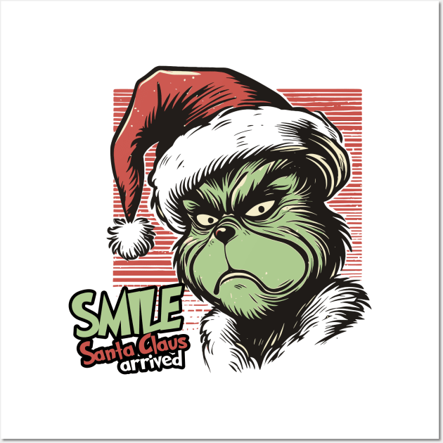 Print design christmas of the grinch, grinchmas collecction with santa hat Wall Art by Casually Fashion Store